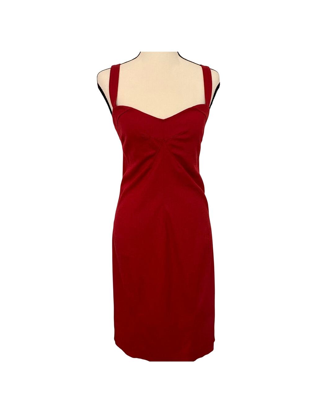 Diane von Furstenberg DVF Bodycon Dress Jumper Red Wool Bend Stretch Knit 12